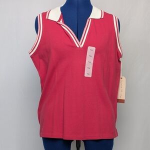 French Laundry Red/Pink and White Polo Shirt